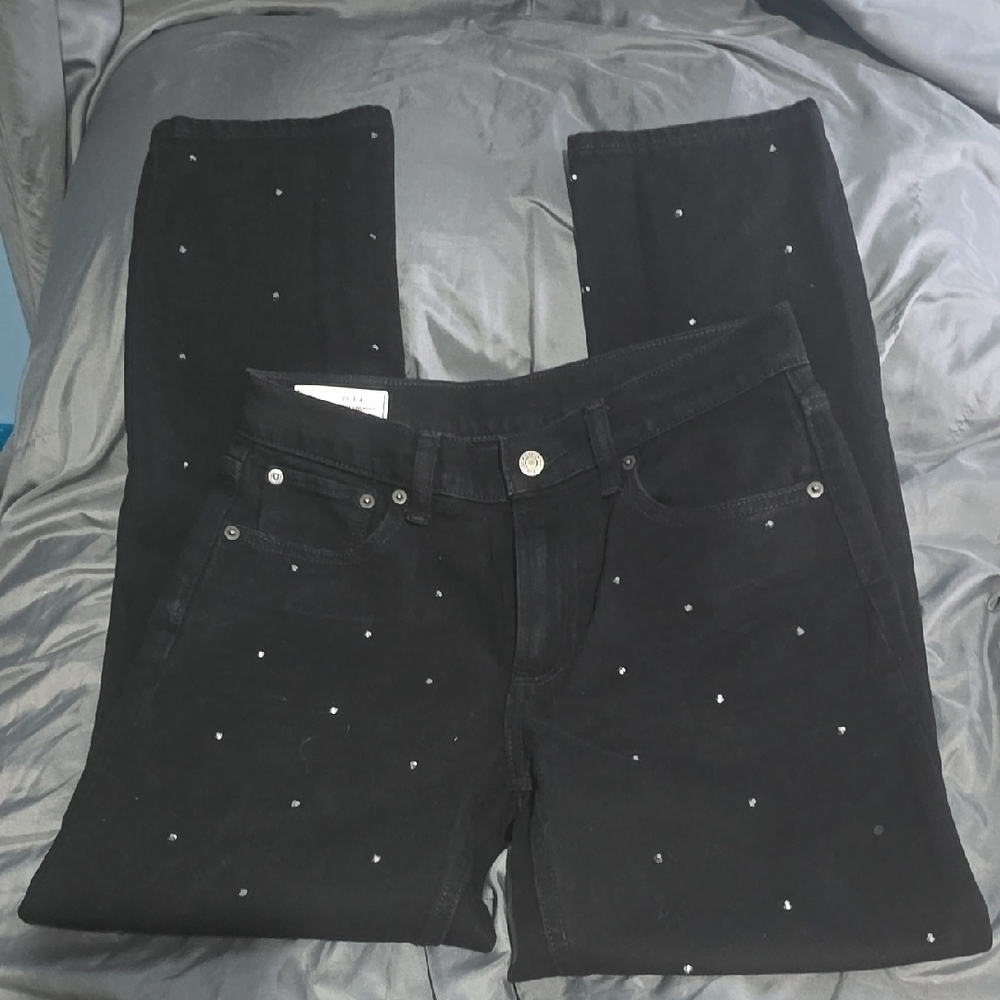 GAP Black Studded Women's Jeans Bling Cheeky Strqight High Rise Size 27 4 L